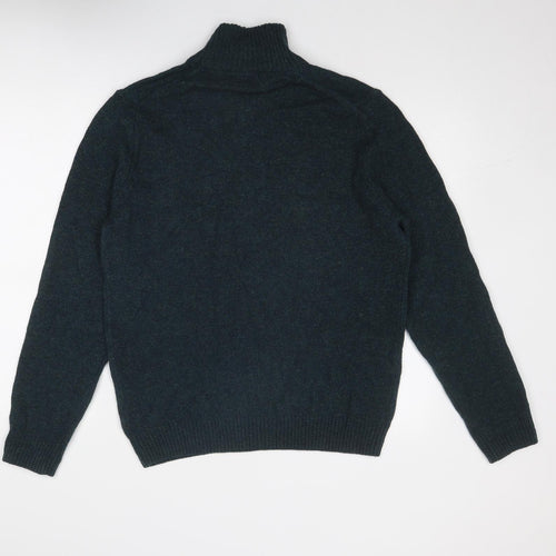 Marks and Spencer Mens Blue High Neck Acrylic Pullover Jumper Size XL Long Sleeve