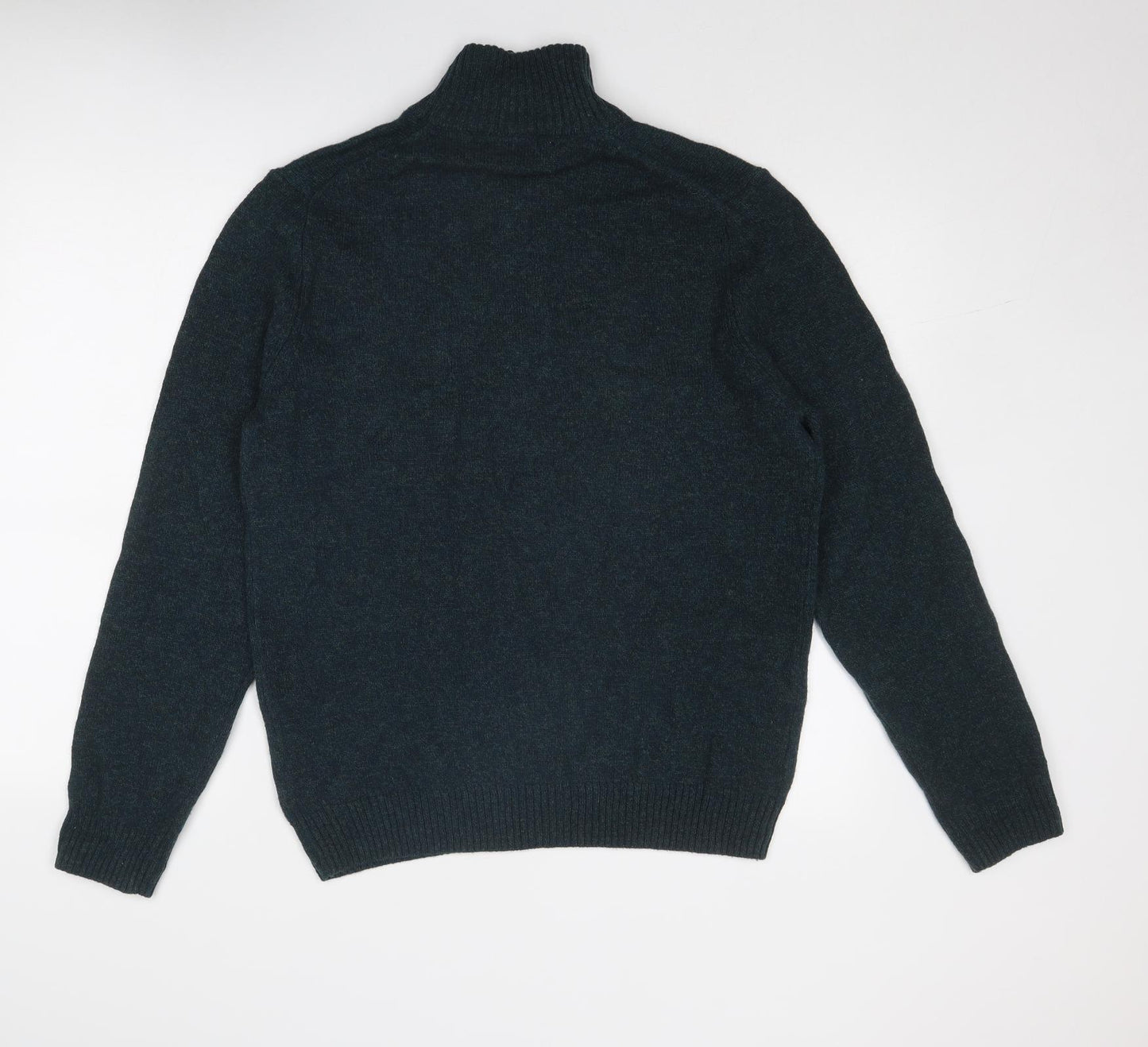 Marks and Spencer Mens Blue High Neck Acrylic Pullover Jumper Size XL Long Sleeve