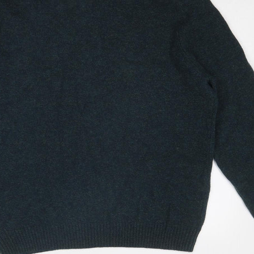 Marks and Spencer Mens Blue High Neck Acrylic Pullover Jumper Size XL Long Sleeve