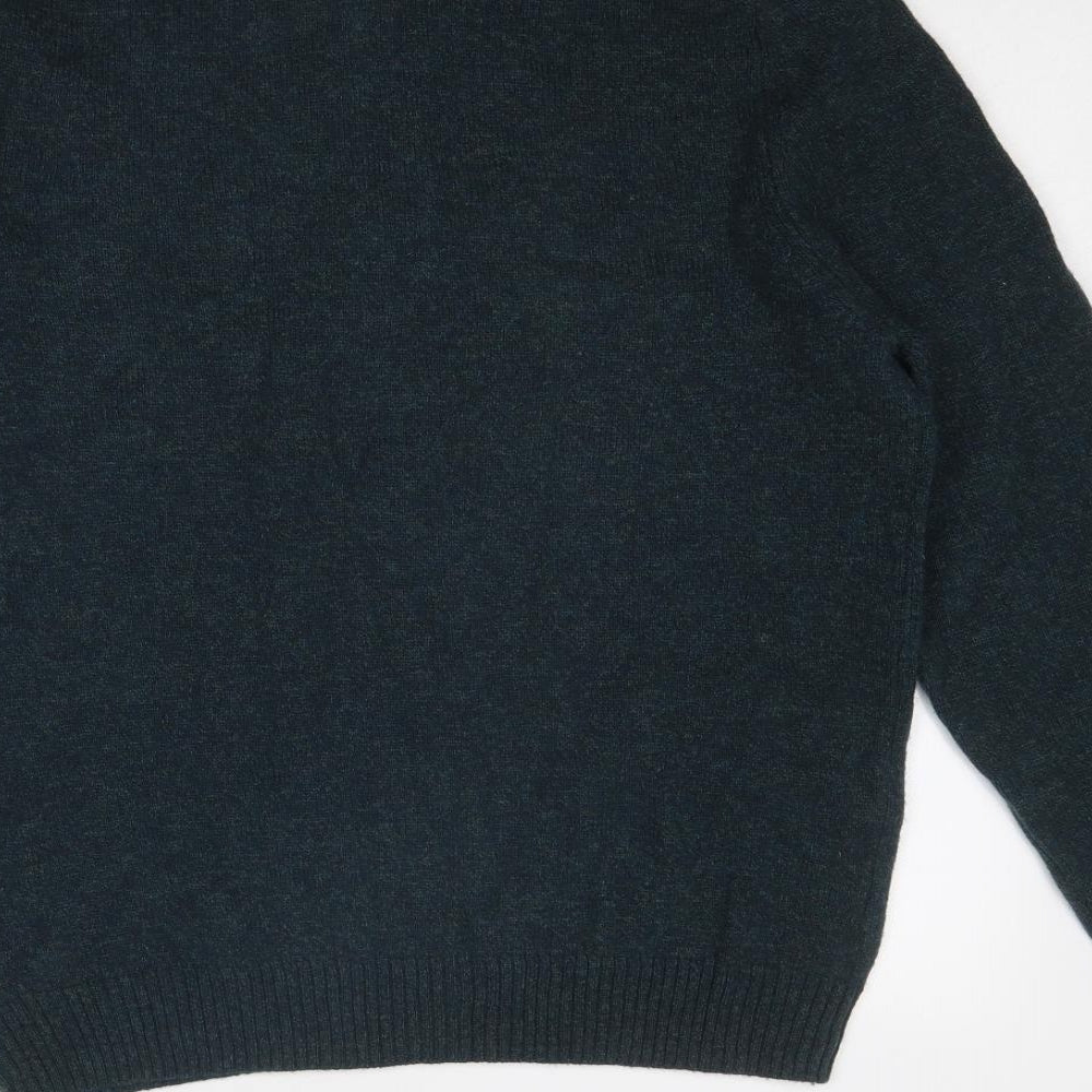 Marks and Spencer Mens Blue High Neck Acrylic Pullover Jumper Size XL Long Sleeve