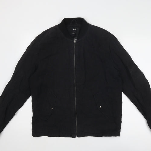 H&M Mens Black Jacket Size S Zip