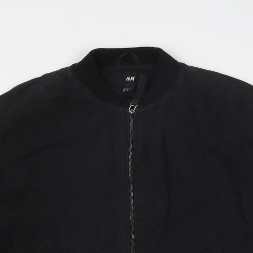 H&M Mens Black Jacket Size S Zip