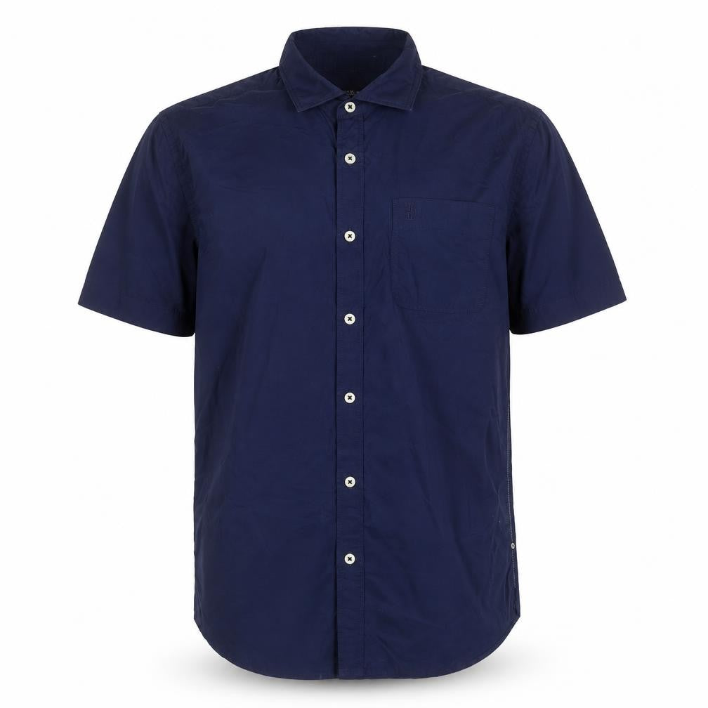 Woodland Mens Blue Cotton Button-Up Size M Collared Button