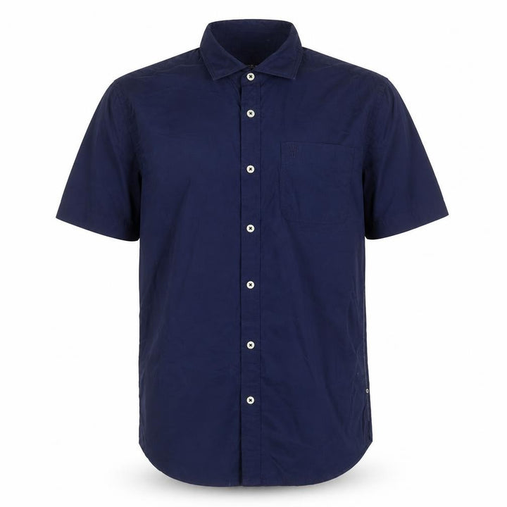 Woodland Mens Blue Cotton Button-Up Size M Collared Button