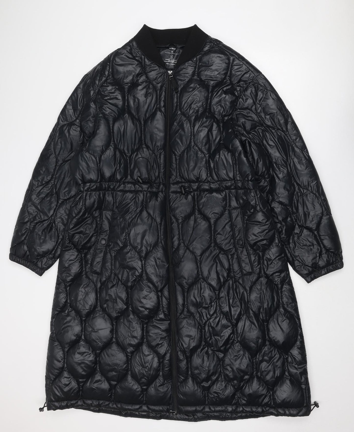 Marks and Spencer Womens Black Quilted Coat Size 20 Zip