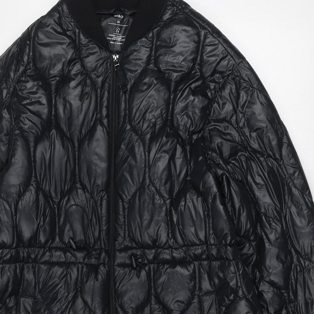 Marks and Spencer Womens Black Quilted Coat Size 20 Zip