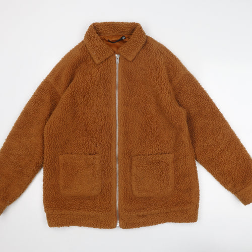Missguided Womens Brown Jacket Size 8 Zip - Teddy Bear Style