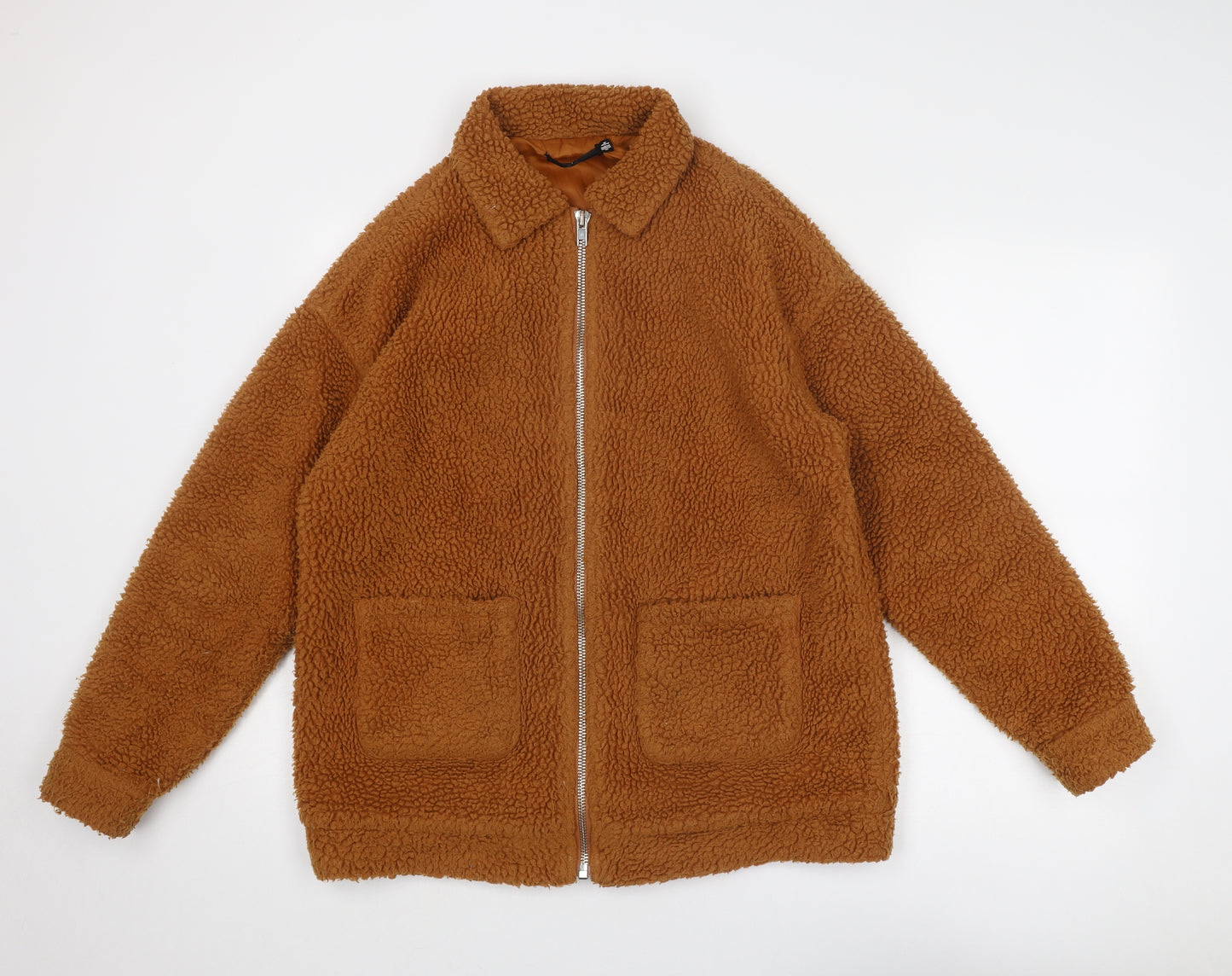 Missguided Womens Brown Jacket Size 8 Zip - Teddy Bear Style