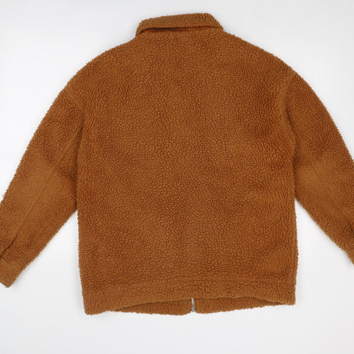 Missguided Womens Brown Jacket Size 8 Zip - Teddy Bear Style
