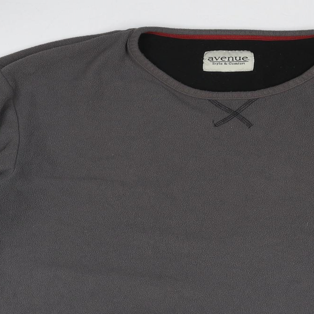 Avenue Mens Grey Polyester Pullover Sweatshirt Size M