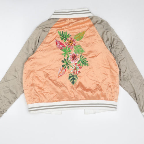 QED London Womens Orange Jacket Size 12 - Flower Detail