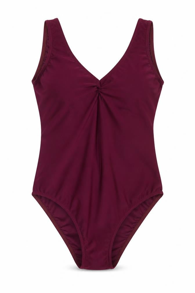Front view of 1st Position women’s purple nylon one piece, size S