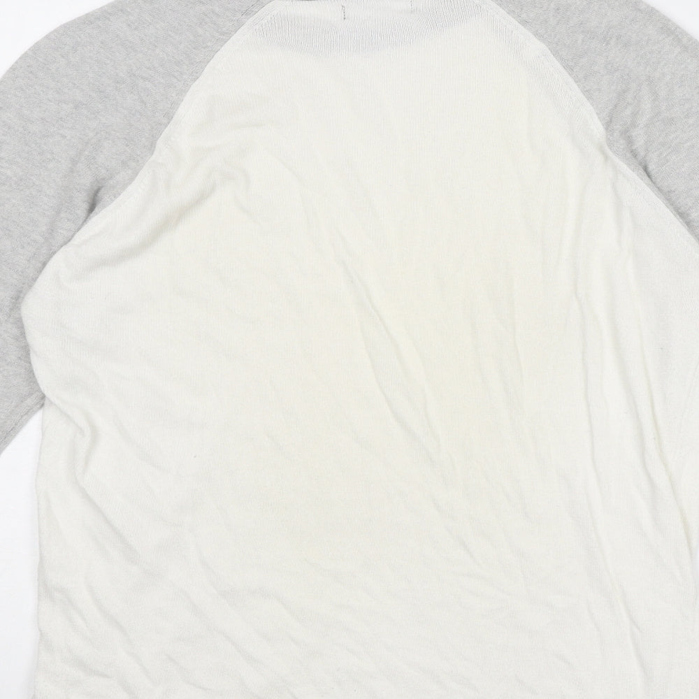 Zara Mens Grey Round Neck Acrylic Pullover Jumper Size M Long Sleeve