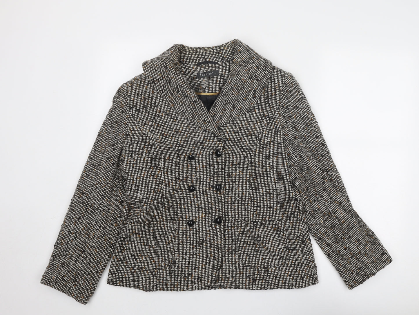 Alex & Co Womens Brown Geometric Jacket Blazer Size 14 Button