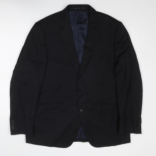 Aquascutum Mens Black Wool Jacket Suit Jacket Size 44 Regular