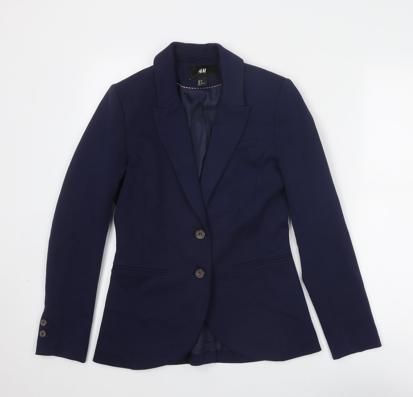 H&M Womens Blue Polyester Jacket Blazer Size 8