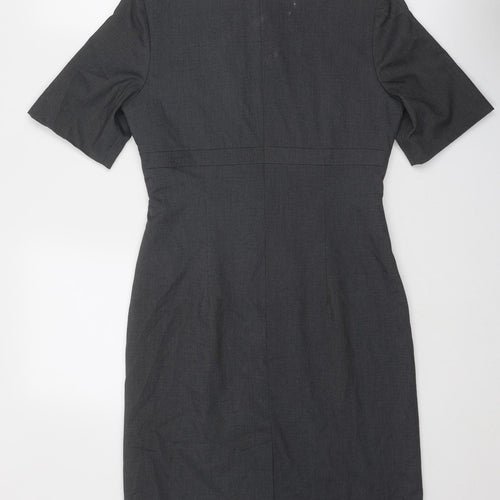 Icona Womens Grey Polyester Pencil Dress Size 8 Square Neck Zip