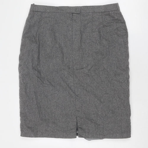 Basler Womens Grey Wool A-Line Skirt Size 36 in