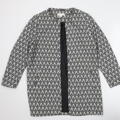 H&M Womens Grey Geometric Overcoat Coat Size 16