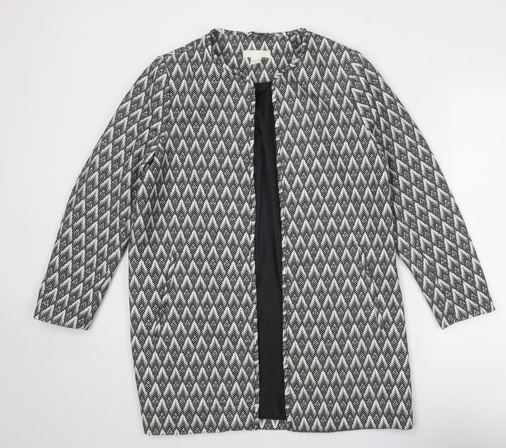 H&M Womens Grey Geometric Overcoat Coat Size 16