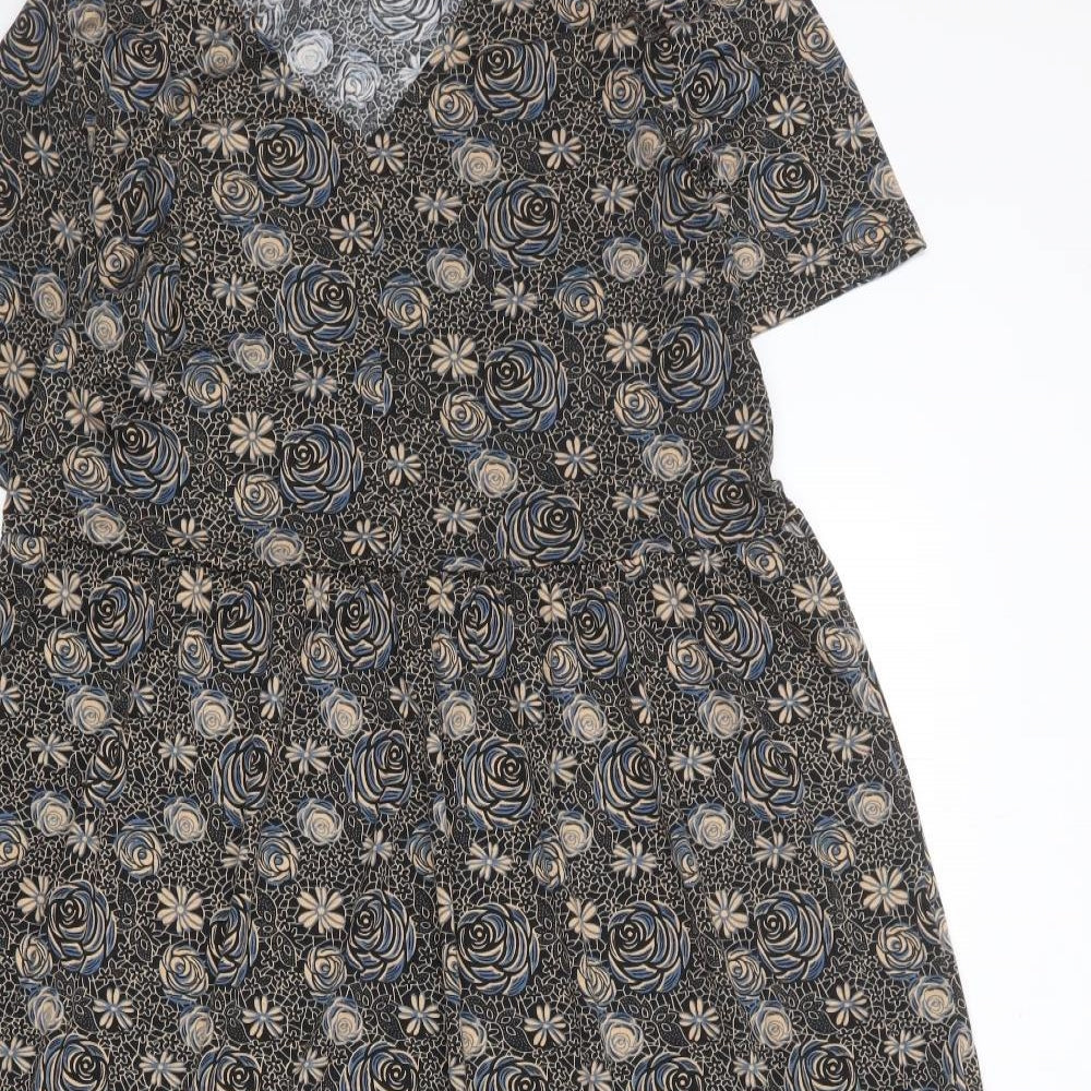 Cerulean Collection Womens Multicoloured Floral Polyester A-Line Size S V-Neck Pullover - Rose Print