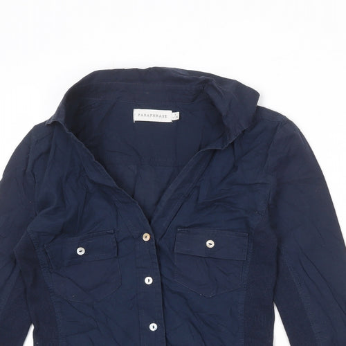Paraphrase Womens Blue 100% Cotton Basic Button-Up Size 10 Collared
