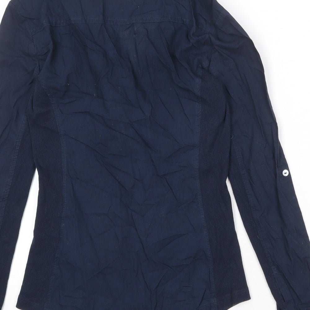 Paraphrase Womens Blue 100% Cotton Basic Button-Up Size 10 Collared