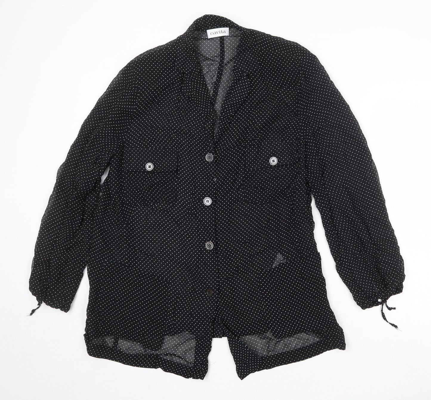 Cavita Womens Black Polka Dot Viscose Basic Button-Up Size 20 V-Neck