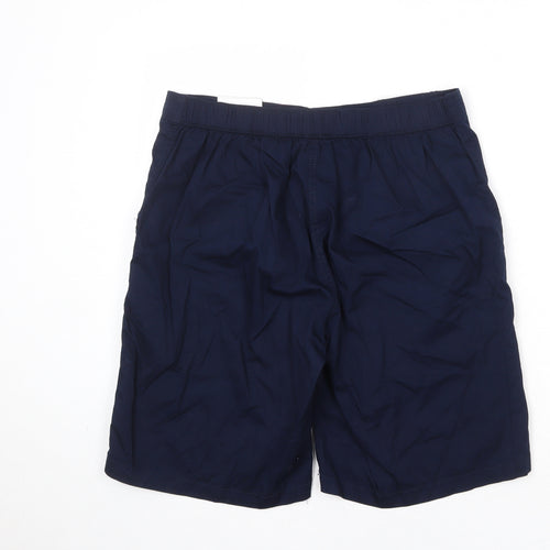 Bonmarché Womens Blue 100% Cotton Basic Shorts Size 16 Regular Zip