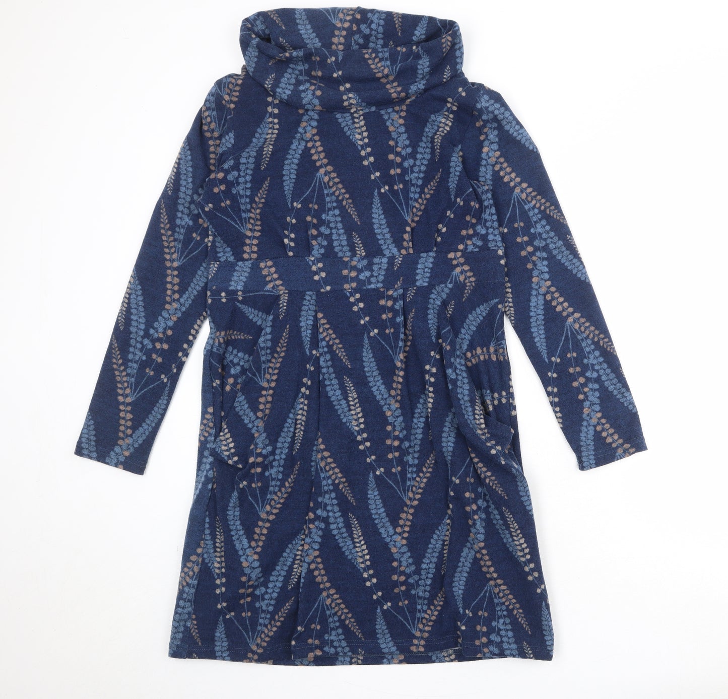 Lily & Me Womens Blue Geometric Polyester Jumper Dress Size 12 Roll Neck Pullover