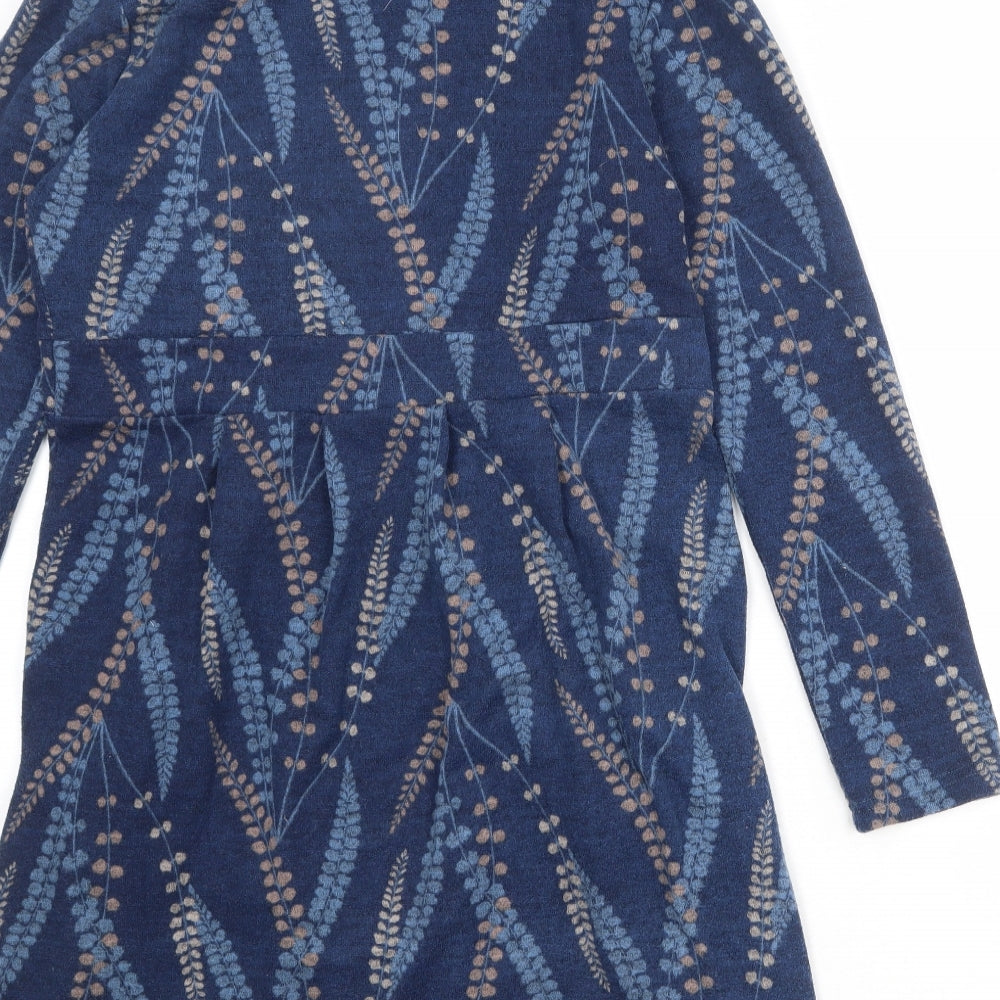 Lily & Me Womens Blue Geometric Polyester Jumper Dress Size 12 Roll Neck Pullover