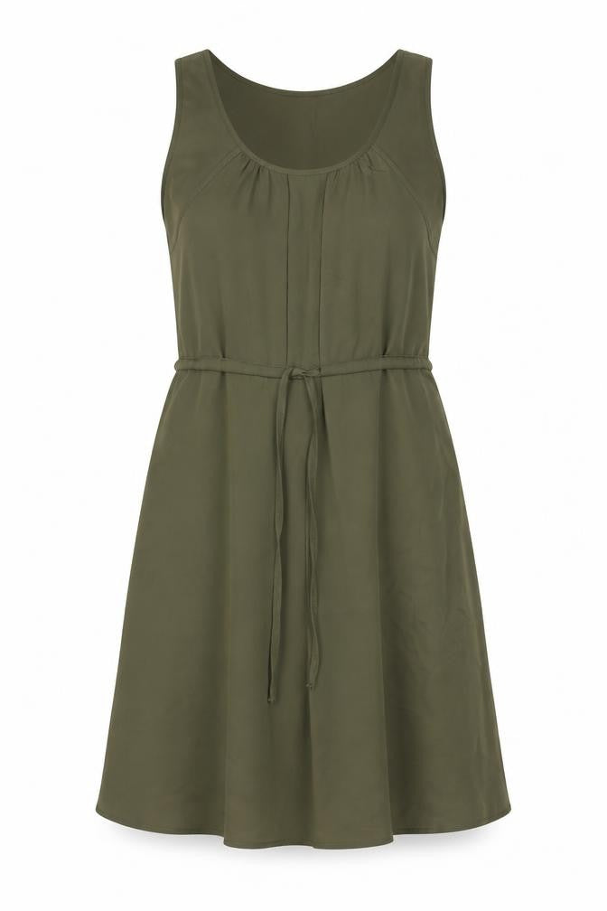 Front view of Vero Moda women’s green polyester tank dress, size S, scoop neck pullover