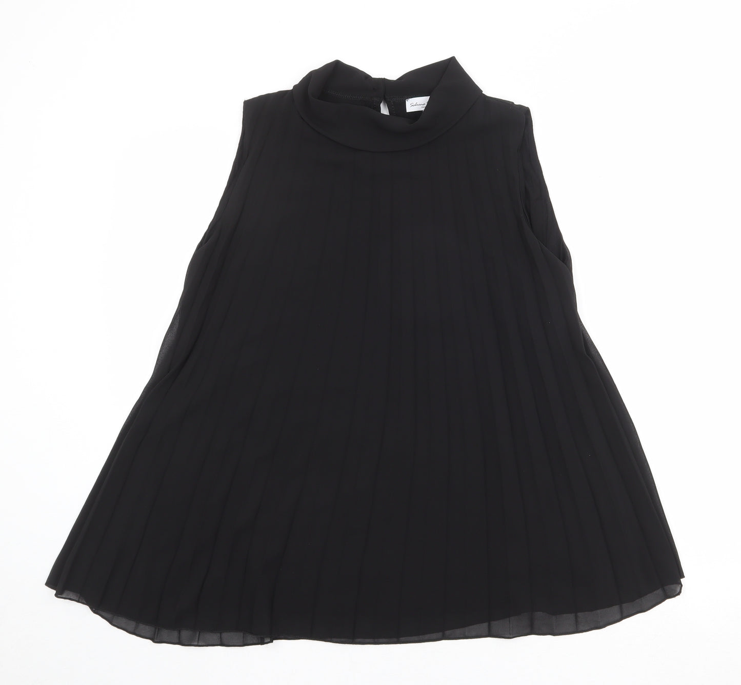 Sabrina Diamanti Womens Black Polyester Basic Tank Size L Mock Neck