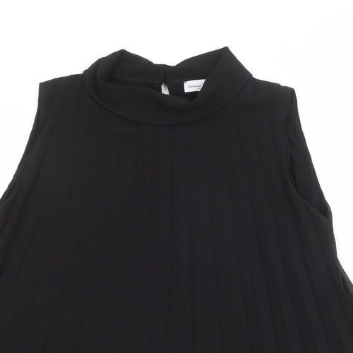 Sabrina Diamanti Womens Black Polyester Basic Tank Size L Mock Neck
