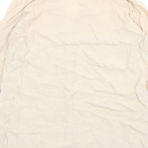 Marks and Spencer Womens Beige Viscose Basic Button-Up Size 12 V-Neck - Size 12-14
