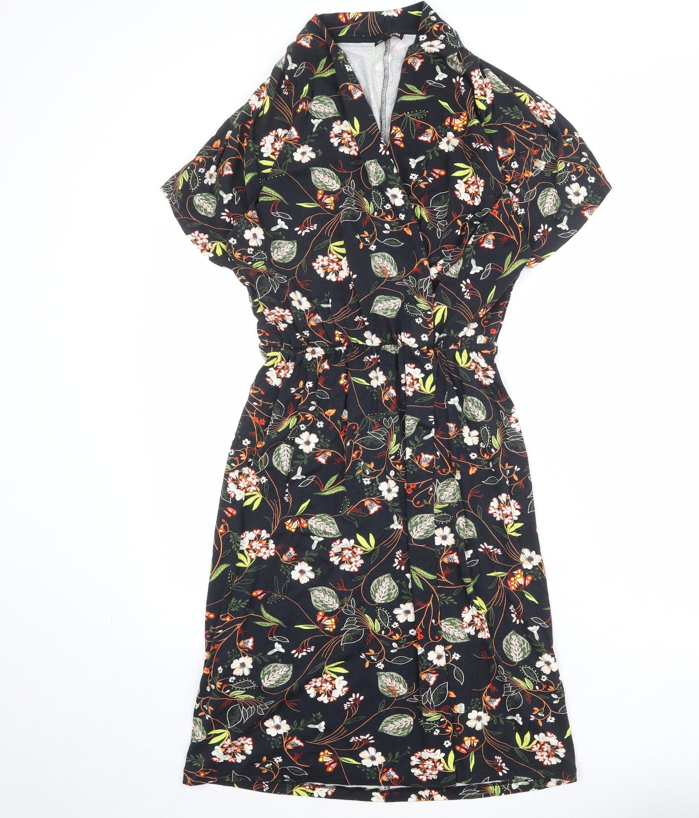 Warehouse Womens Multicoloured Floral Viscose Shirt Dress Size 12 V-Neck Pullover