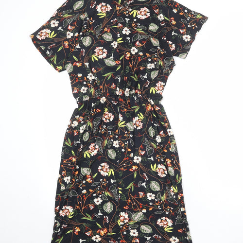 Warehouse Womens Multicoloured Floral Viscose Shirt Dress Size 12 V-Neck Pullover
