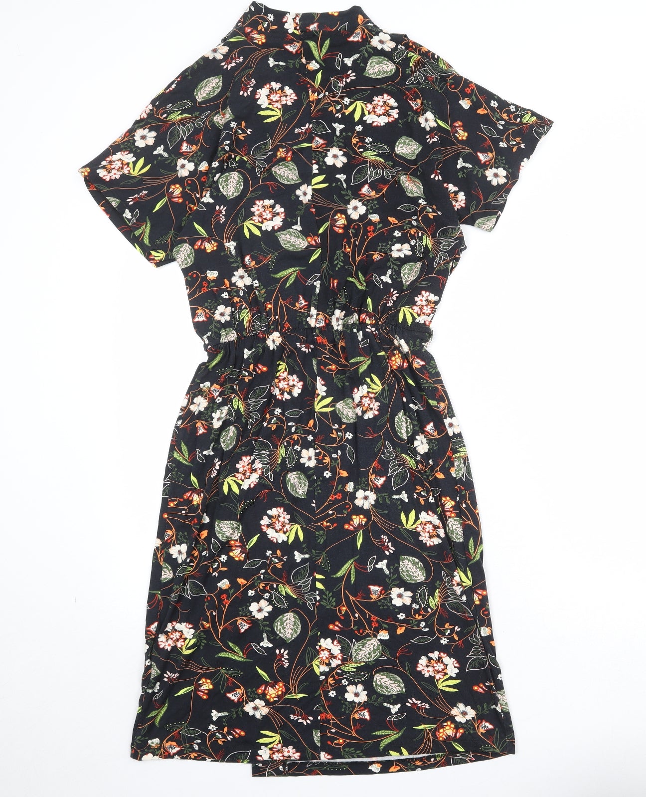 Warehouse Womens Multicoloured Floral Viscose Shirt Dress Size 12 V-Neck Pullover