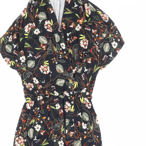 Warehouse Womens Multicoloured Floral Viscose Shirt Dress Size 12 V-Neck Pullover