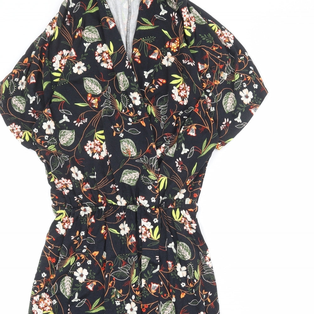 Warehouse Womens Multicoloured Floral Viscose Shirt Dress Size 12 V-Neck Pullover
