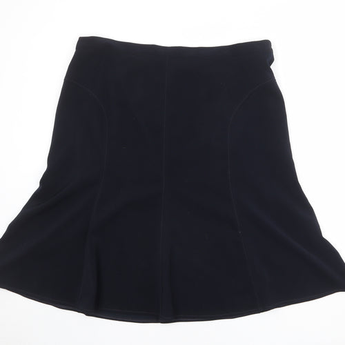 Peter Hahn Womens Black Polyester Swing Skirt Size 42 in Zip