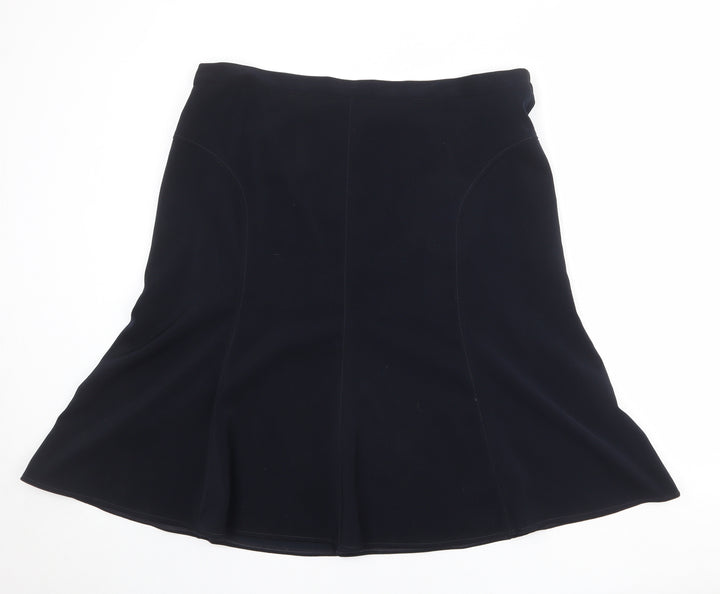 Peter Hahn Womens Black Polyester Swing Skirt Size 42 in Zip