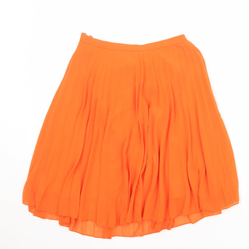 ASOS Womens Orange Polyester Pleated Skirt Size 6 Zip