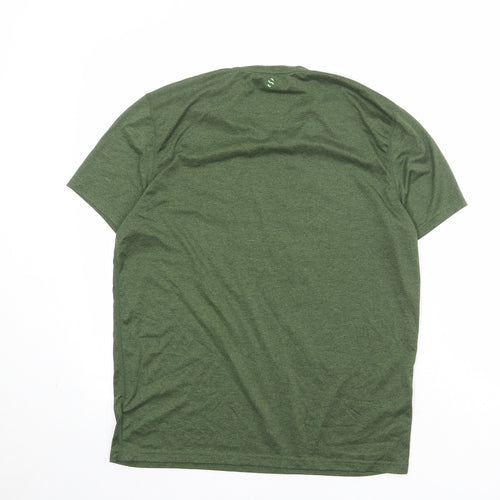 H&M Mens Green Polyester T-Shirt Size M Round Neck - Team Massive MMXIV