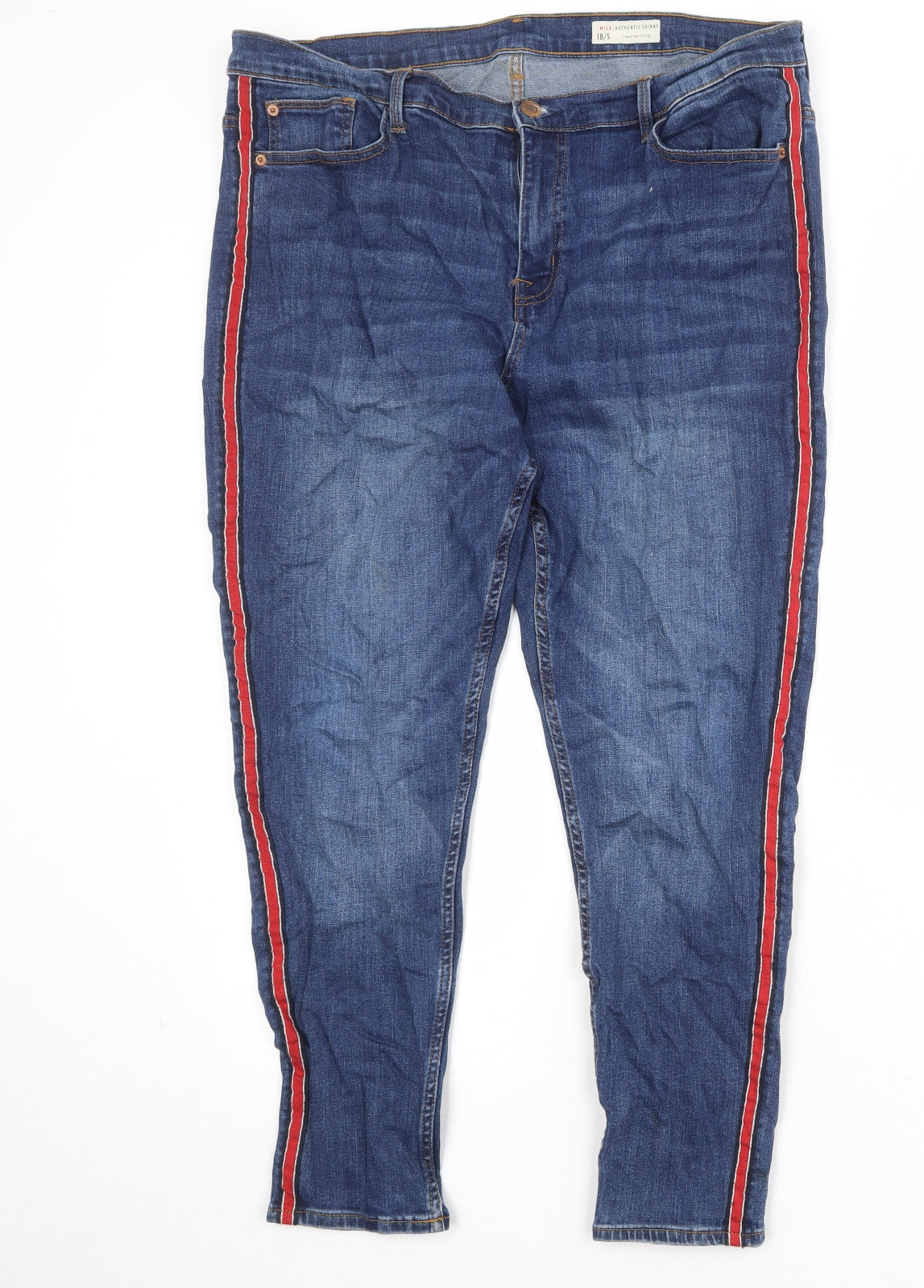 Red Herring Womens Blue Cotton Skinny Jeans Size 18 Regular Zip