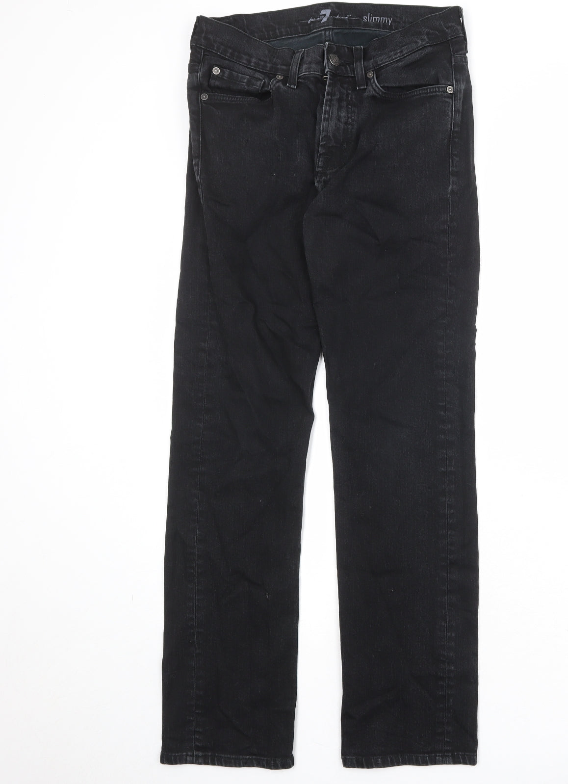 7 For All Mankind Mens Black Cotton Straight Jeans Size 30 in Regular Zip