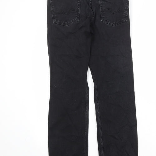7 For All Mankind Mens Black Cotton Straight Jeans Size 30 in Regular Zip