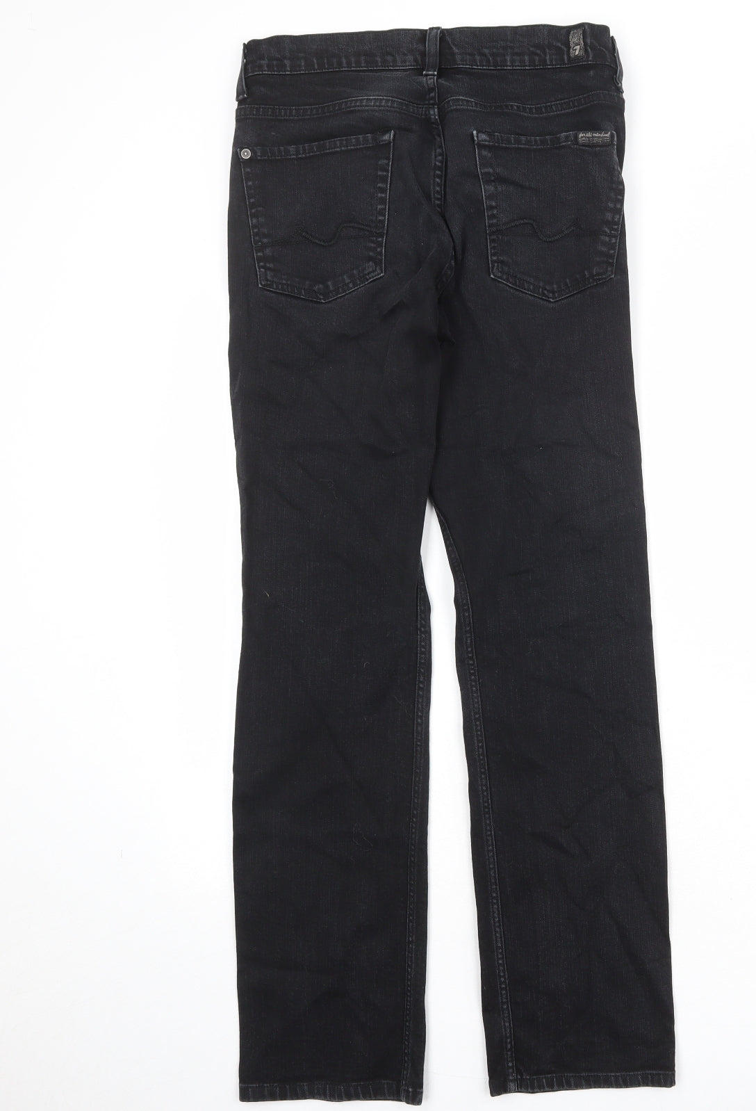 7 For All Mankind Mens Black Cotton Straight Jeans Size 30 in Regular Zip