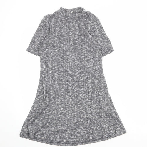 FOREVER 21 Womens Grey Polyester A-Line Size M Mock Neck Pullover