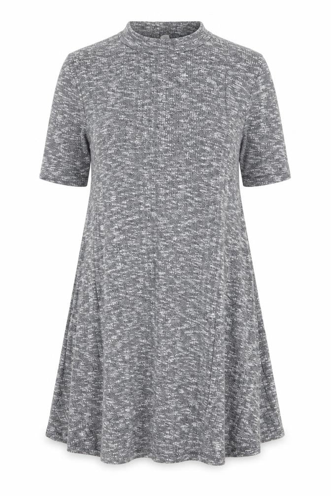 Front view of Forever 21 women’s grey polyester a-line, size M, mock neck pullover